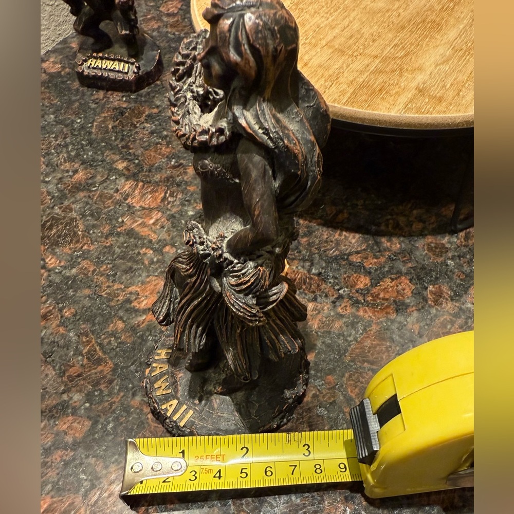RARE- KC Company Hawaii, Vintage Wood Resin Hawaiian Carved Hula Girl 7" Figure - Picture 13 of 16
